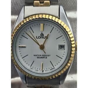 Vintage Lorus V827 Ladies President Style Fluted Bezel Day Date NOS New Battery